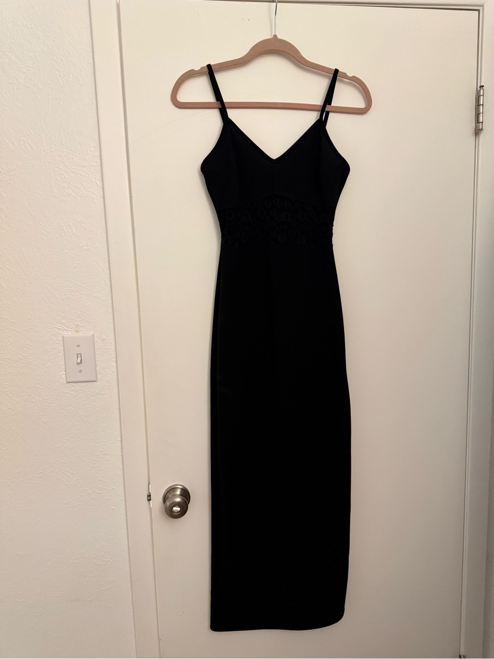 Vintage Black Spaghetti-Strap Maxi Dress